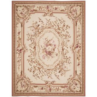 Hand knotted French Aubusson Ivory Wool Rug (6 x 9)