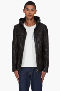 Mackage Black Leather Puck Jackets for men