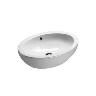 Panorama Contemporary Oval Shaped White Ceramic Vessel Bathroom Sink