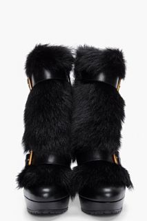 Alexander McQueen Black Lamb Fur Ankle Boots for women