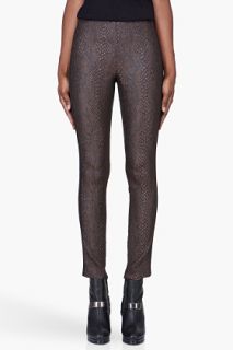 Wayne Espresso Snake Scale Stitched Leggings for women