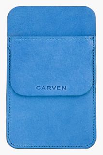 CARVEN Sky Blue Buffed Leather Pocket Protector for men