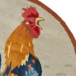 Handmade Novelty Rooster Multi Wool Rug (3 Round)