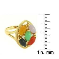 Mason Kay 14k Gold Multi colored Jadeite and Diamond Accent Ring