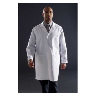 Approved Vendor MDT12WHT42E Collared Lab Coat, Polyester/Cotton