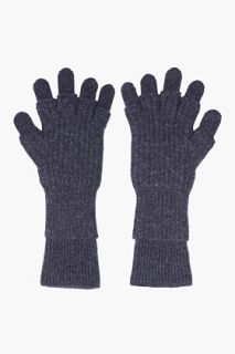 KRISVANASSCHE Charcoal Double Layer Knit Gloves for men