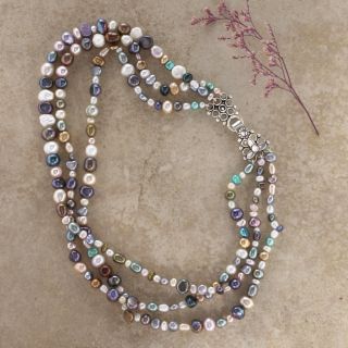 Sterling Silver Kaleidoscope Pearl Necklace (India)