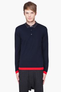 Kenzo Navy Combo Wool Knit Polo for men