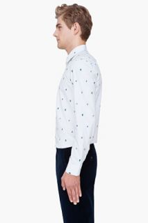 Kenzo White Embroidered Pinstripe Shirt for men