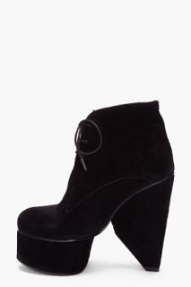 Surface To Air Black Suede Bat Louna Cut Out Ankle Boots for women