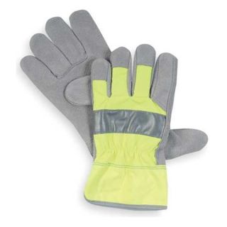Condor 2RA29 Leather Gloves, Cowhide, Hi Vis Lime, L, Pr