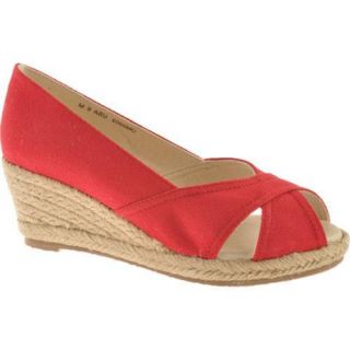 Womens Oomphies Lady Peep Toe Red Canvas Today $59.95