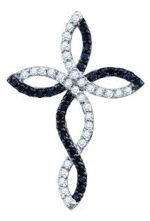 0.32 Carats Black and White Diamond Infinity Cross Pendant