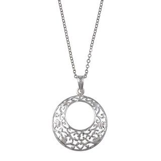 La Preciosa Sterling Silver Diamond cut Filigree Necklace