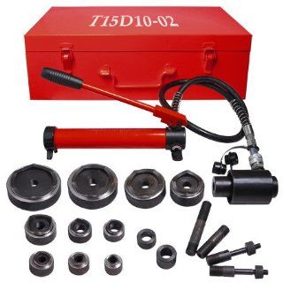 Red 15 Ton Hydraulic Punch Press w/ 6 Piece Tool Kit  