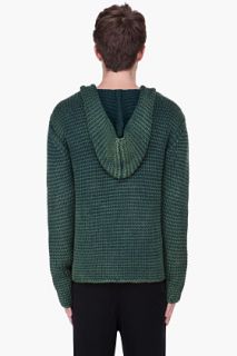 T By Alexander Wang Green Acid Washed Knit Hoodie for men