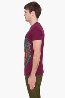 John Galliano Purple Embellished Tribal T shirt for men