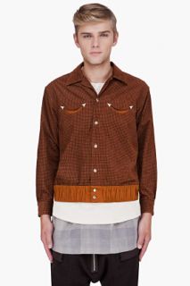 Sasquatchfabrix Brown Checkered Teds Shirt Jacket for men