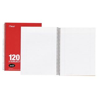 Spiral Notebook,3 Sbjct,College Rule, 3 HP,150 Sht,9 1/2x6 (bulk