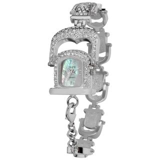 Burgi Womens Mother of Pearl Crystal Bracelet Watch