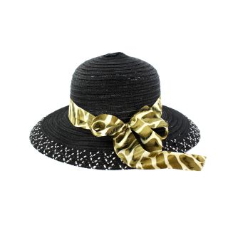 Faddism Womens Black Bow Detail Sun Hat