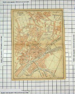 Antique Map Germany Street Plan Stettin Bredow Oder Home