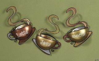 Coffee Cup Latte Mocha Java Metal Wall Decor Set of 3