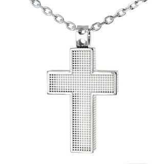Stainless Steel Mesh Patterned Cross Necklace