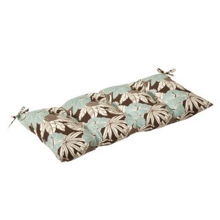 Pillow Perfect Outdoor Brown/ Blue Tropical Tufted Loveseat Cushion