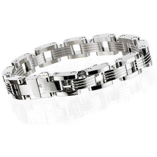 Simmons Jewelry Co Stainless Steel Mens Miami Bracelet