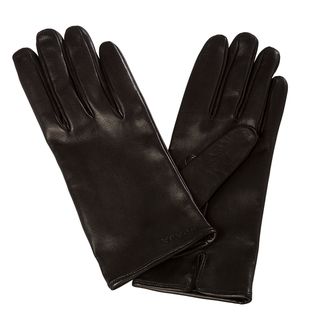 Prada Womens Embroidered Black Lambskin Leather Gloves