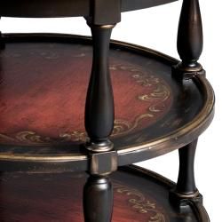 Hand painted Black/ Red Round Accent Table
