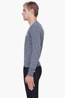 Moncler Grey Wool V neck Sweater for men