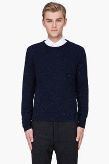 Raf Simons Navy Cable Knit Back Sweater for men