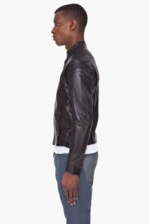 SLVR Black Leather Blouson Jacket for men