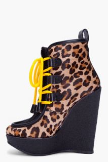 Dsquared2 Leopard Calf hair Wedge Boots for women