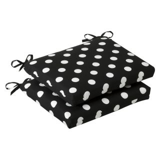 Pillow Perfect Outdoor Black/ White Polka Dot Squared Seat Cushions