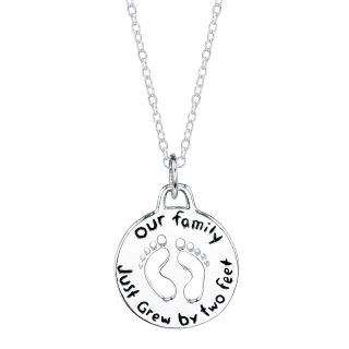 Sterling Silver Our family just grew by two feet Round Necklace