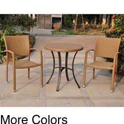 Barcelona 28 inch Round Outdoor Bistro Set with 2 Armchairs