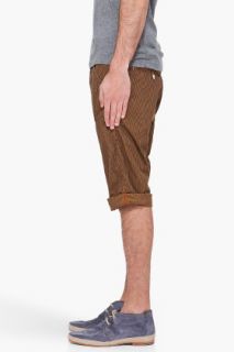 G Star Brown Striped Shorts for men