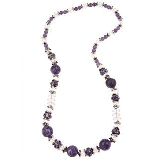 Pearlz Ocean Purple Resin and White Glass Journey Necklace