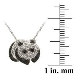 DB Designs Sterling Silver Black Diamond Accent Panda Bear Necklace