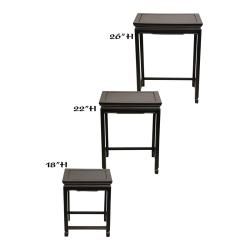 Set of 3 Rosewood Antique Black Nesting Tables (China)