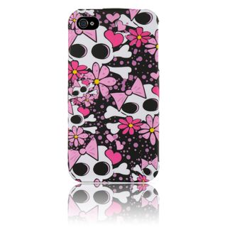 Luxmo iPhone 4/ 4S White with Pink Skull Rubber Case