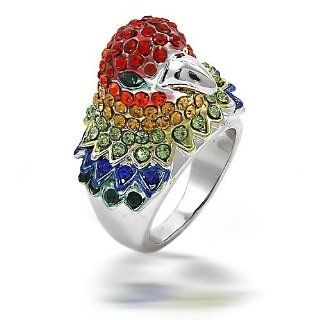 Bling Jewelry Silver Tone Multi Color Rhinestone Parrot