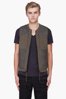 White Mountaineering Grey Quilted Pertex Taffeta Vest for men