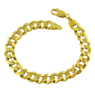 14k Yellow Gold Solid Curb Link Bracelet (9 mm)