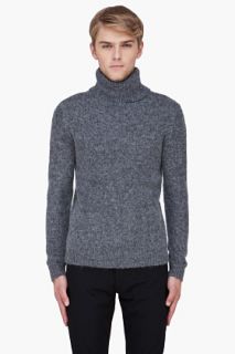 BLK DNM Grey Alpaca Knit Turtleneck for men