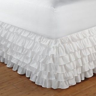 White King size Multi ruffle 15 inch Drop Bedskirt
