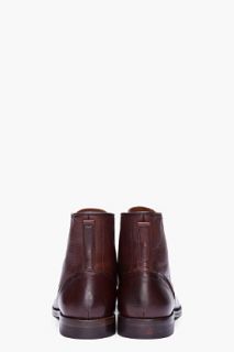 H By Hudson Brown Leather Smyth Boots for men